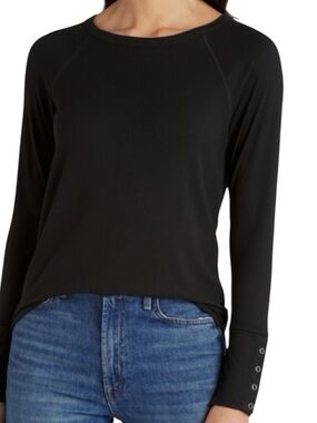 Nine Britton Colmar Long Sleeve Button Detail Knit Top - Black medium NWT